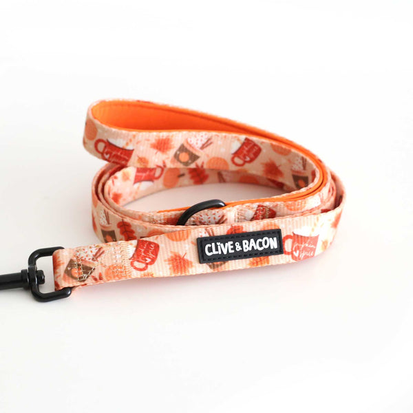 Pupkin Spice Padded Dog Leash - Clive and Bacon