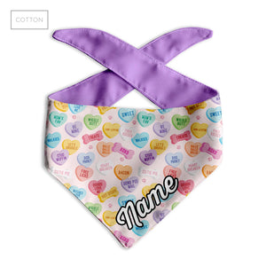 Purple Conversation Heart Dog Bandana - Clive and Bacon