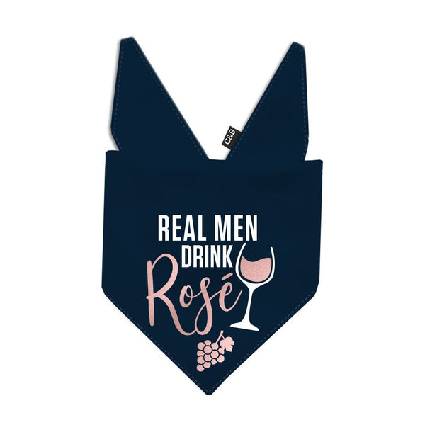 Real Men Drink Rose Dog Bandana - Clive and Bacon