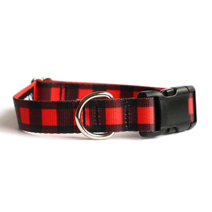 Red Buffalo Plaid Dog Collar - Clive and Bacon