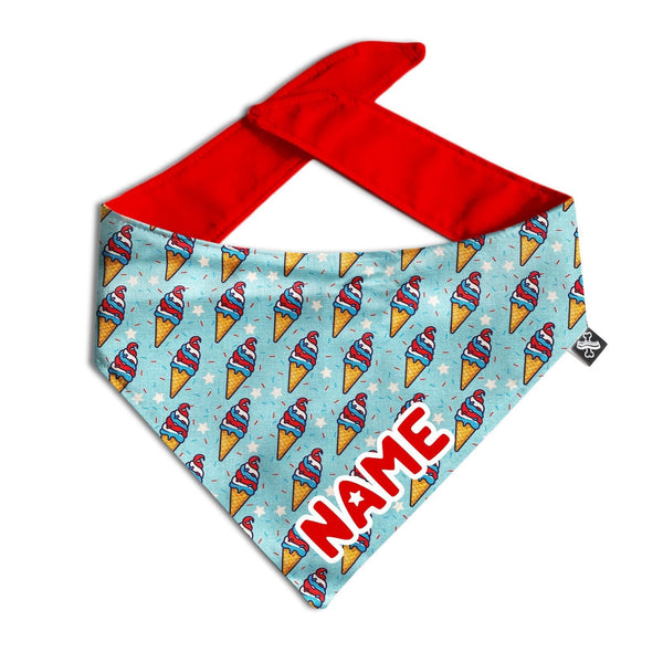 Red, White, and Ice Cream! Dog Bandana - Clive and Bacon