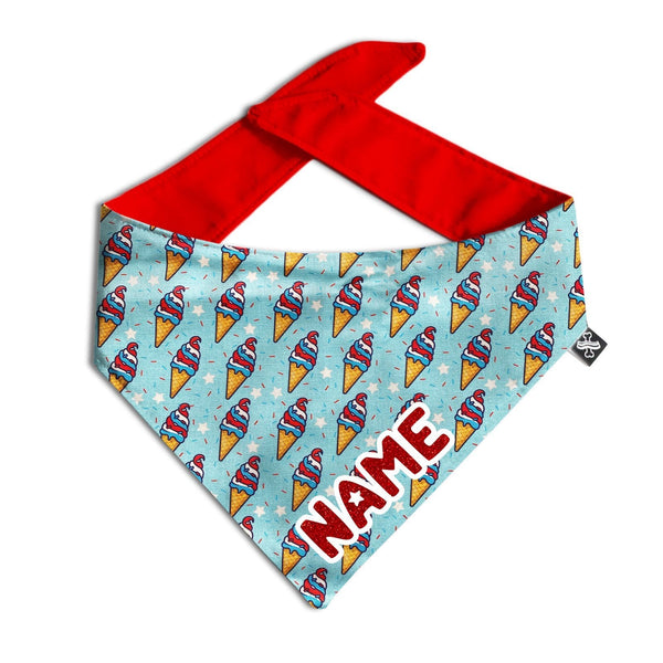 Red, White, and Ice Cream! Dog Bandana - Clive and Bacon