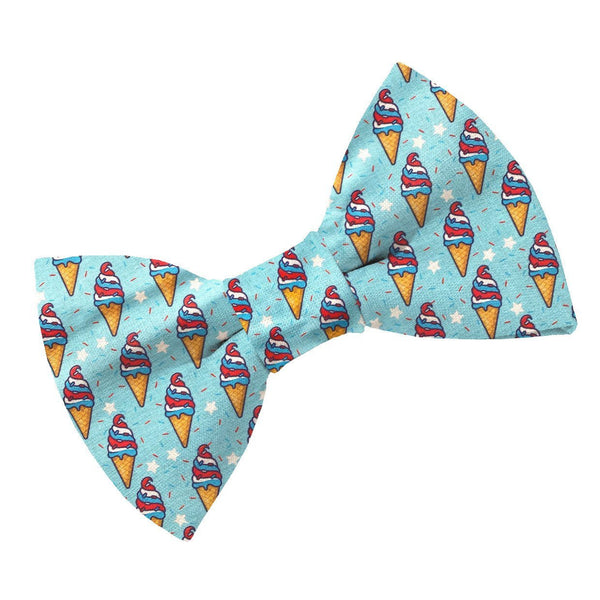 Red, White, and Ice Cream! Dog Bow Tie - Clive and Bacon