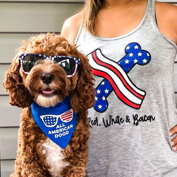 Red, White, & Bacon Racerback Tank - Clive and Bacon