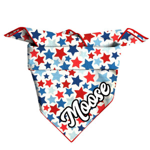 Red White Stars Bandana Square - Clive and Bacon