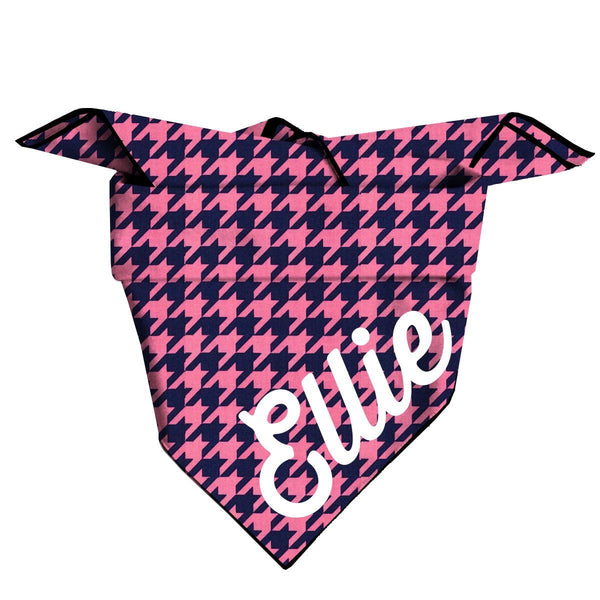 Rose Houndstooth Square Dog Bandana - Clive and Bacon