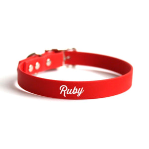 Ruby Red Waterproof Dog Collar - Clive and Bacon