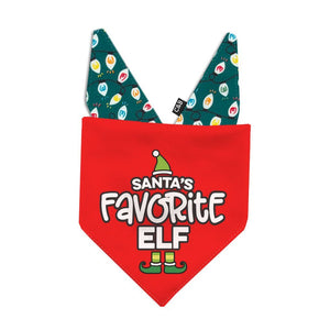 Santa's Favorite Elf Dog Bandana - Clive and Bacon