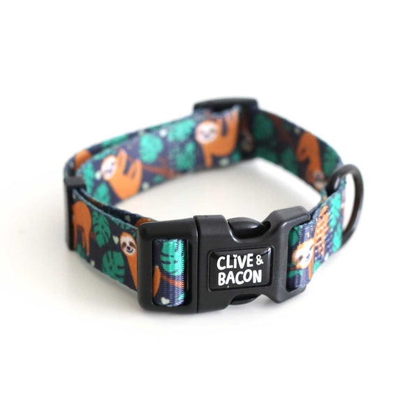 Sleepy the Sloth Dog Collar - Clive and Bacon