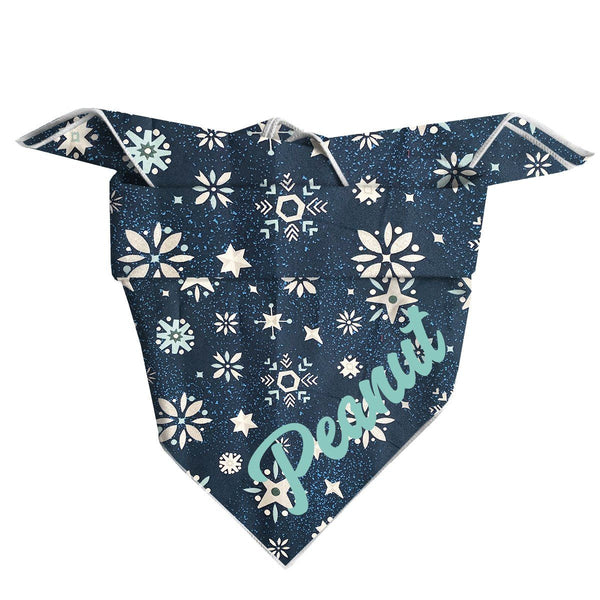 Snowflake Dog Bandana Square - Clive and Bacon