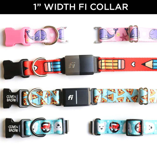 Standard 1" Fi Compatible Dog Collar - Clive and Bacon