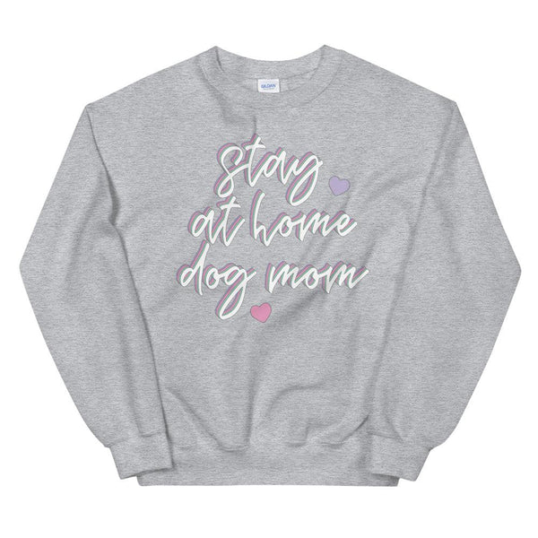 Stay at Home Dog Mom Pastel Multi-color Crew Neck Sweatshirt - Clive and Bacon