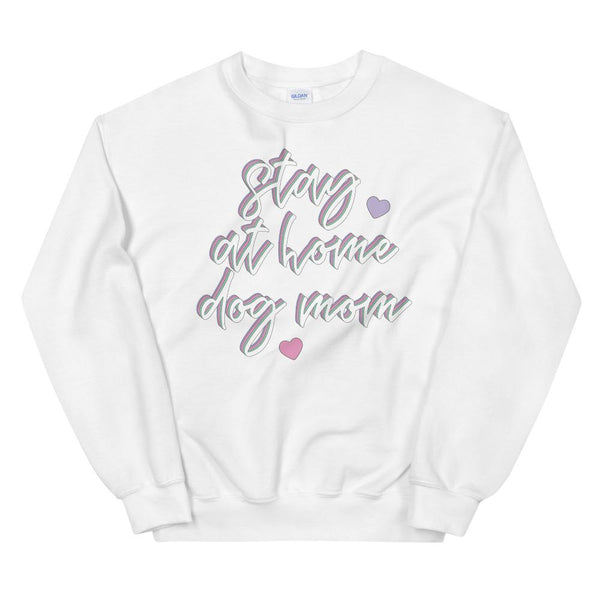 Stay at Home Dog Mom Pastel Multi-color Crew Neck Sweatshirt - Clive and Bacon