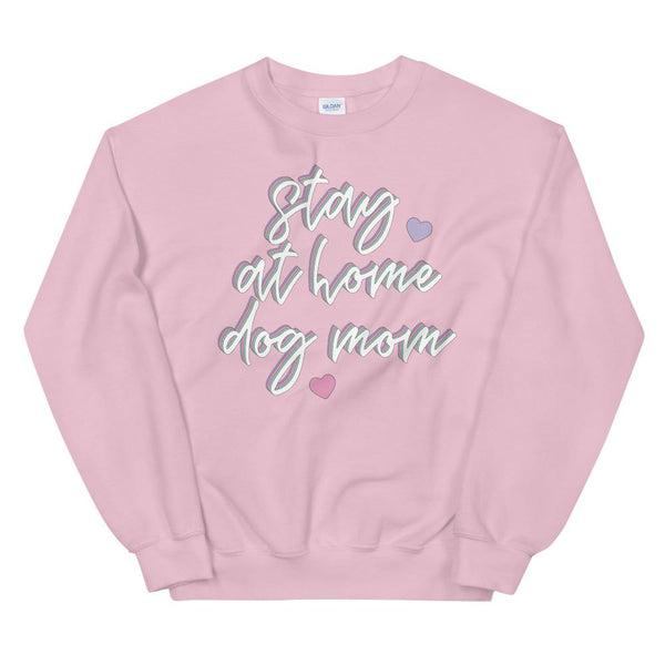 Stay at Home Dog Mom Pastel Multi-color Crew Neck Sweatshirt - Clive and Bacon