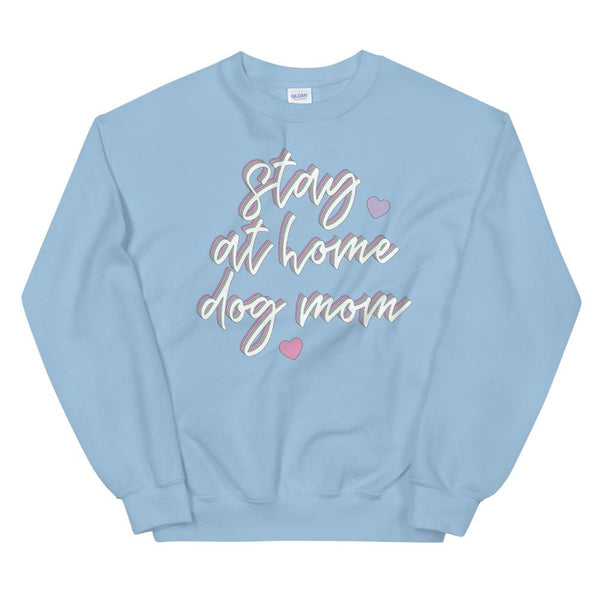 Stay at Home Dog Mom Pastel Multi-color Crew Neck Sweatshirt - Clive and Bacon