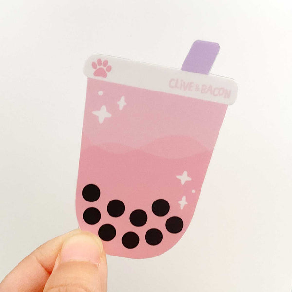 Strawberry Boba Milk Tea Sticker - Clive and Bacon