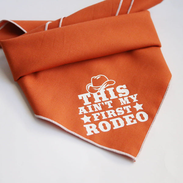 This Ain't My First Rodeo Square Dog Bandana - Clive and Bacon